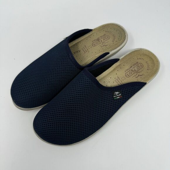 Fly Flot Mules Blue Mesh Clogs Leather Anatomic Anti Shock EU 40 Clogs Womens 9 - Picture 2 of 6